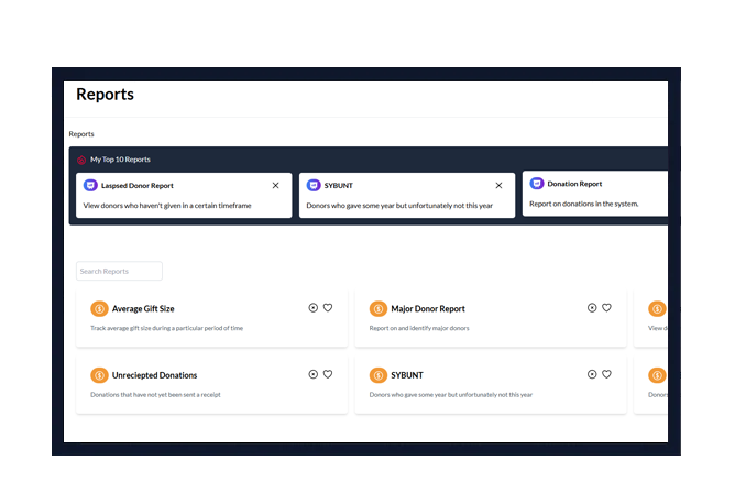 A screenshot of the all reports UI