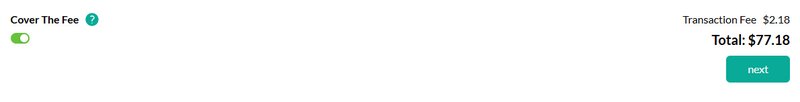UI showing what the customer sees when covering the fee